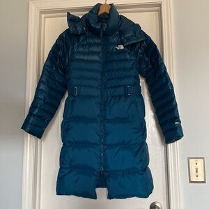 The North Face Teal Long Puffer Coat